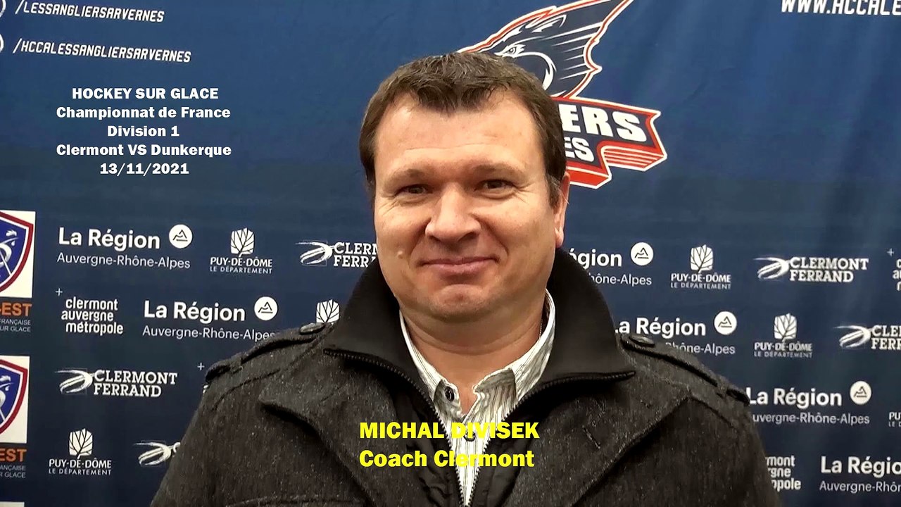 FRA - Hockey sur glace Interview de Michal Divisek, Coach des Sangliers Arvernes de Clermont-Ferrand, 13/11/2021 (D1 – J07 Saison 2021-2022 Clermont-Ferrand VS Dunkerque)