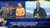 Beach hazards caused by tropical storms at Bay Area beaches