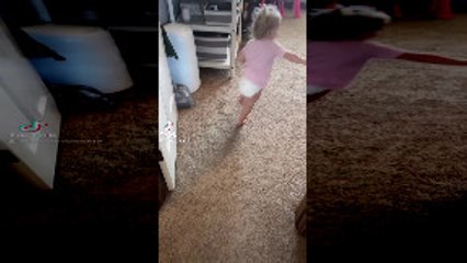 Toddler Finds a Shortcut to Cleaning Room