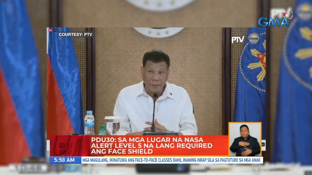 PDU30: Sa mga lugar na nasa alert level 5 na lang required ang face shield | UB