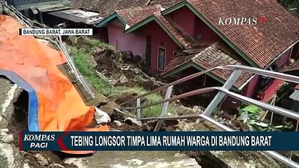 Tebing Longsor Timpa 5 Rumah Warga di Bandung Barat