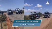 Policías arman arrancones usando vehículos oficiales en Río Grande, Zacatecas