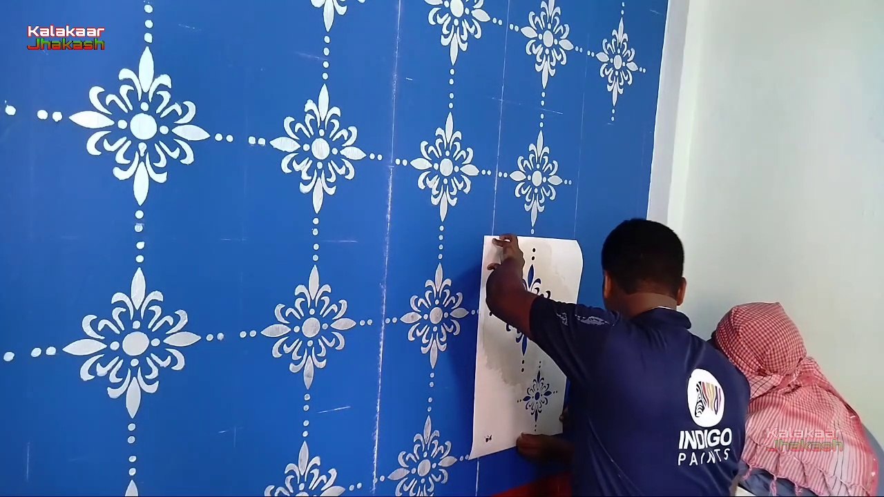 Wall Stencil Design | Metallic Paint | Premium XT| INDIGO Paints!! kalakaar Jhakash