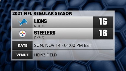 Lions @ Steelers NFL Game Recap for SUN, NOV 14 - 01:00 PM EST