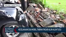 Diseruduk Dari Belakang, Mobil Tabrak Pagar Alun-Alun Tugu Kota Malang