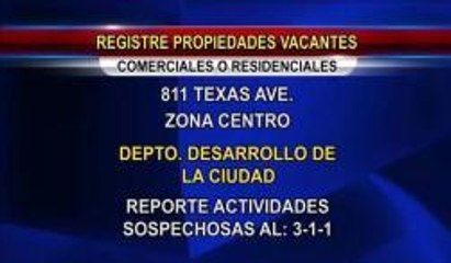Registre ante la ciudad propiedades vacantes comerciales o residenciales