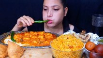 AsmrEating Butter Paneer Masala, Garlic Naan, Aloo Samosa, Matar Pulao, Gulab Jamun Mukbang | Foodie JD