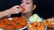 AsmrEatingChilli Momo, Fried Momo, Malai Chaap Roll, Paneer Roll, Veg Roll   Momo Eating Challenge | Foodie JD