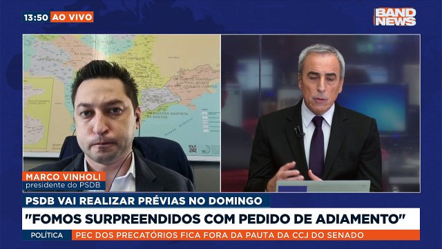 Em entrevista ao BandNewsTV o presidente do PSDB, Marcos Vinholi, comenta sobre as prévias que acontecerão domingo (21) para escolha de um candidato à presidência. Saiba mais em youtube.com.br/bandjornalismo