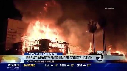 LA Apartment Fire Shuts Down Freeway