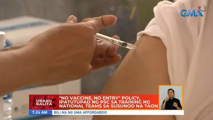 "No vaccine, no entry" policy, ipatutupad ng PSC sa training ng national teams sa susunod na taon | UB