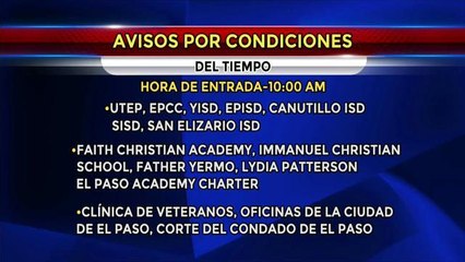 Retrazos en Actividades Escolares y Laborales para este Viernes.