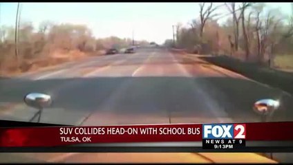 Dash Cam Video Shows Head-on Collision with School Bus Filled with Children