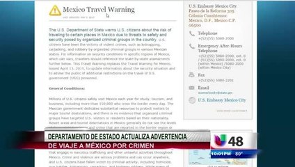 Emiten Advertencia de Viaje a México