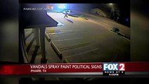 Vandals Spray Paint Pharr Political Signs