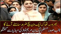 PML-N Vice President Maryam Nawaz talks to media