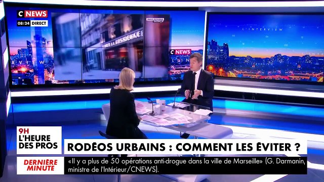 Extrait de la matinale de CNews présentée par Laurence Ferrari avec Gérald Darmanin comme invité