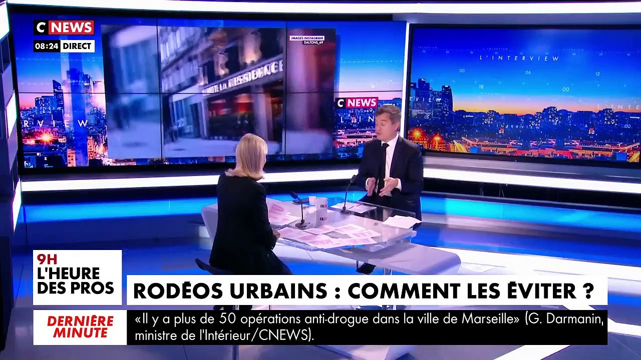Extrait de la matinale de CNews présentée par Laurence Ferrari avec Gérald Darmanin comme invité