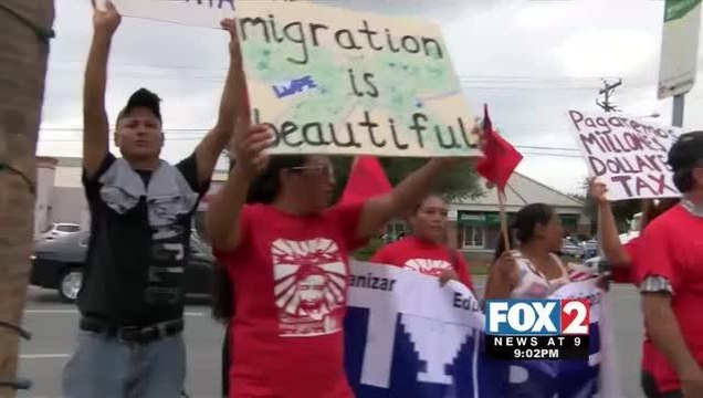 Texas Governor Greg Abbott Visits McAllen Restaurant, Protesters Rally Outside