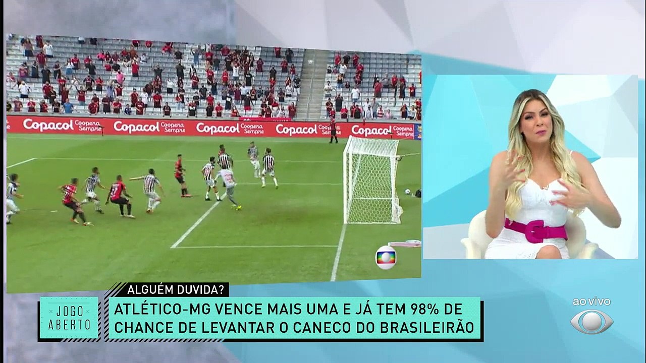 JÁ PODE GRITAR CAMPEÃO, NÉ? O Atlético-MG venceu o Athlético-PR por 1 a 0, chegou a 71 pontos no Brasileirão, e agora soma 98% de chance de conquistar o título. Prepara o grito, nação atleticana? #JogoAberto