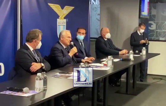 Lotito parla nella conferenza stampa di presentazione del Progetto scuola di formazione post carriera