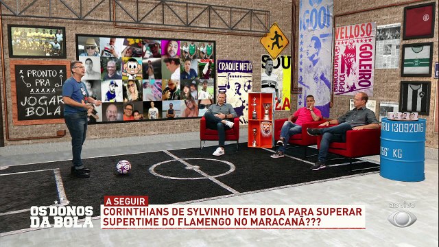 Olha, se depender dos palpites do 'Donos', hoje o Flamengo ganha fácil do Corinthians hein? Apenas o Craque Neto acha que o Timão vai vencer o jogo... E aí, palpites?#OsDonosDaBola