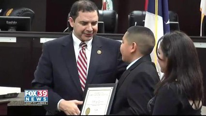 Local student recognized by the city for winning a trip to the President's final state of the union