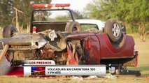 Imágenes impactantes: Volcadura en carretera 100 y FM 803