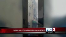 Dramatic Video: Woman & Children Escape Fire by Jumping from 4th Story