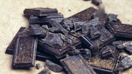 Pieces of Chocolate Bars Falling Down
