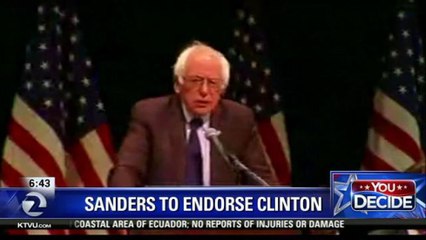 SANDERS EXPECTED TO ENDORSE CLINTON TOMORROW