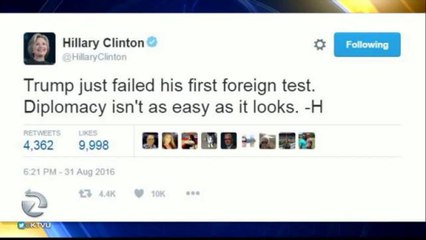 CLINTON GIVES TRUMP AN "F" ON DIPLOMACY TEST