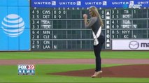 Laredo's own Miss Texas Daniella Rodriguez throws first pitch at Astros game.