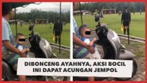 Naik Motor Dibonceng Ayahnya, Aksi Bocil Ini dapat Acungan Jempol Cewek-Cewek
