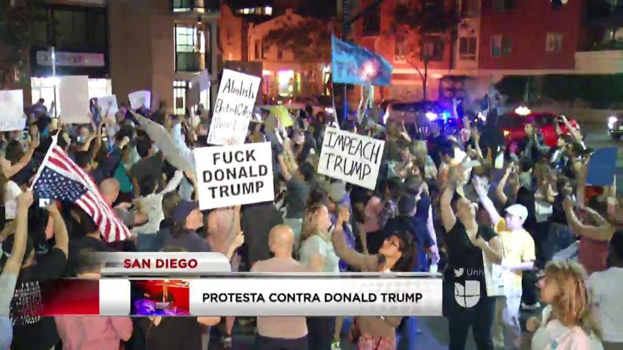 Cientos se manifiestan en San Diego contra triunfo de Trump