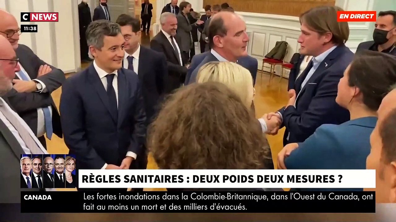 Gabriel Attal défend Jean Castex et Gérald Darmanin, vivement critiqués à la suite d'une vidéo les montrant serrant des mains, sans masque, au mépris des gestes barrières: "On est tous humains"