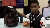 Niño presenció una balacera cerca de su escuela y decidió diseñar mochila antibalas