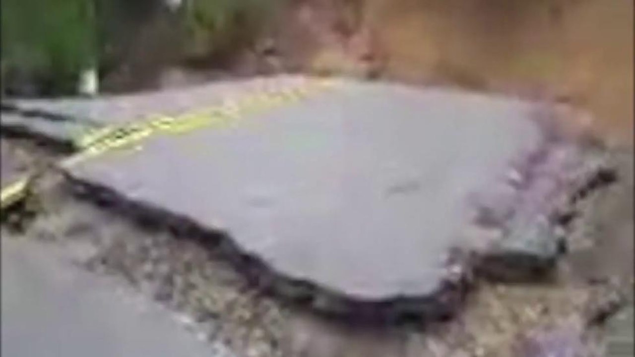 A CA road collapses
