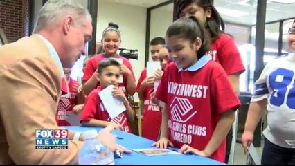 Daryl "Moose" Johnston visits Laredo; BBVA Compass Donates $5,000