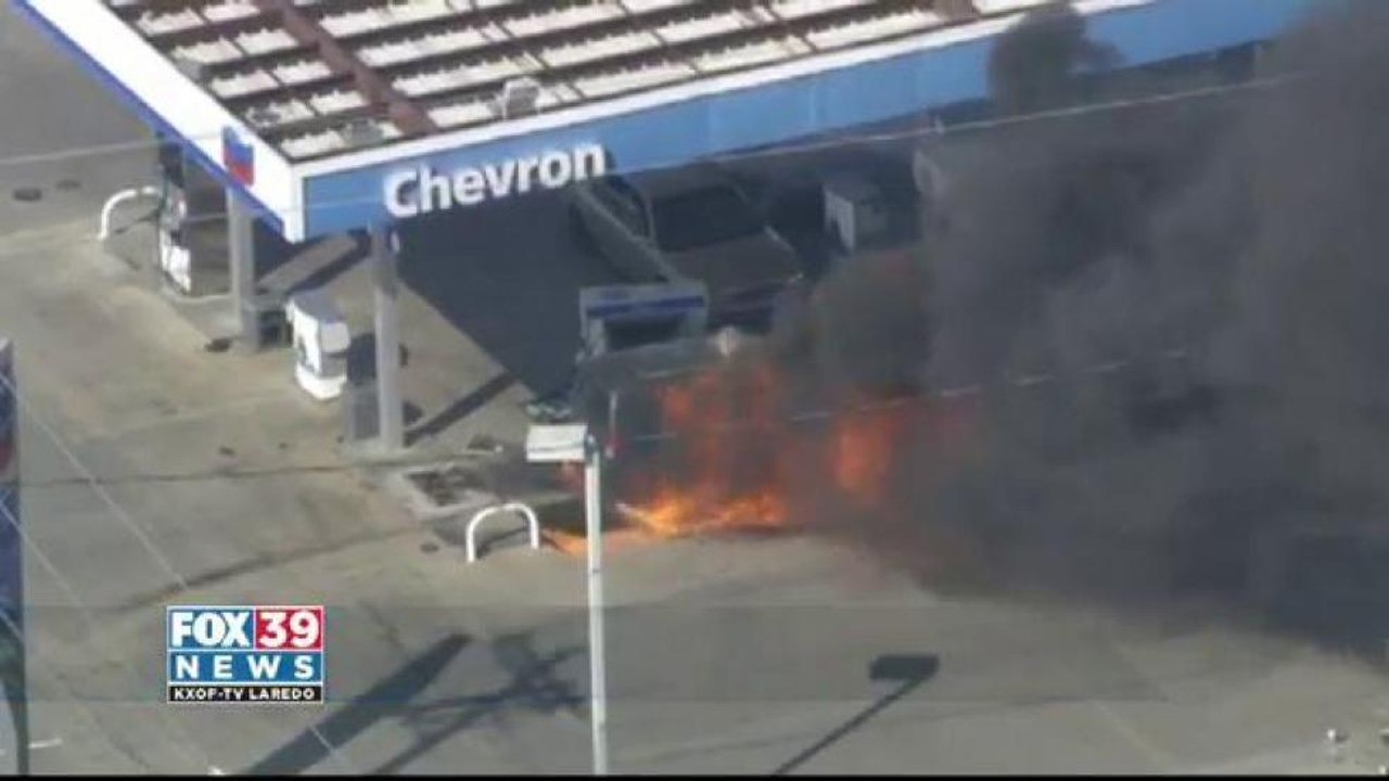 Fire Fighters Put Out Fire After Police Chase In Houston