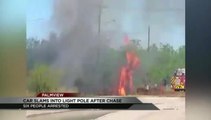 6 Detained After Chase Ends in Flames