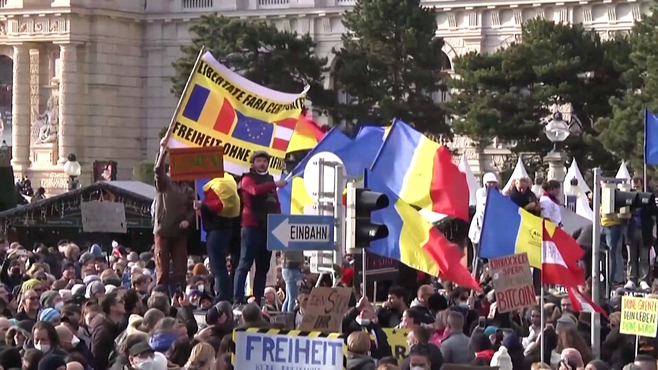 Aufgeheizte Stimmung in Wien bei Anti-Coronamaßnahmen-Demo