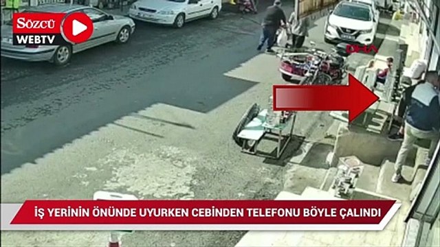 İş yerinin önünde uyurken cebinden telefonu çalındı