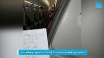 Escrache y repudio a Carlos Zannini arriba de una avión