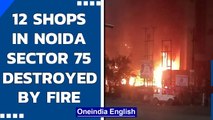 Fire destroyed 12 shops and 16 flats in Noida sector 75 in early hours, Watch here | Oneindia News