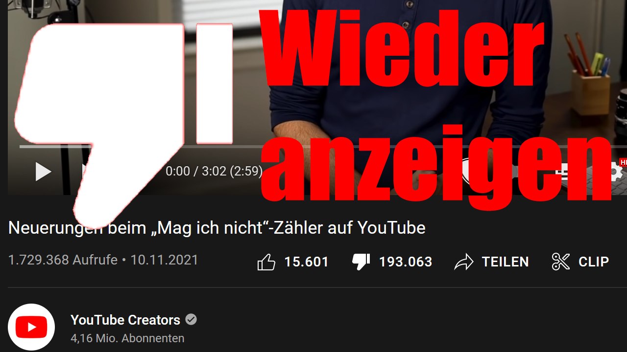 [TUT] YouTube - Dislikes wieder einblenden [4K | DE]