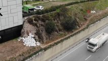 Maltepe'de E-5'in kenarında tehlikeli çalışma: Sürücülerin canlarını hiçe saydılar