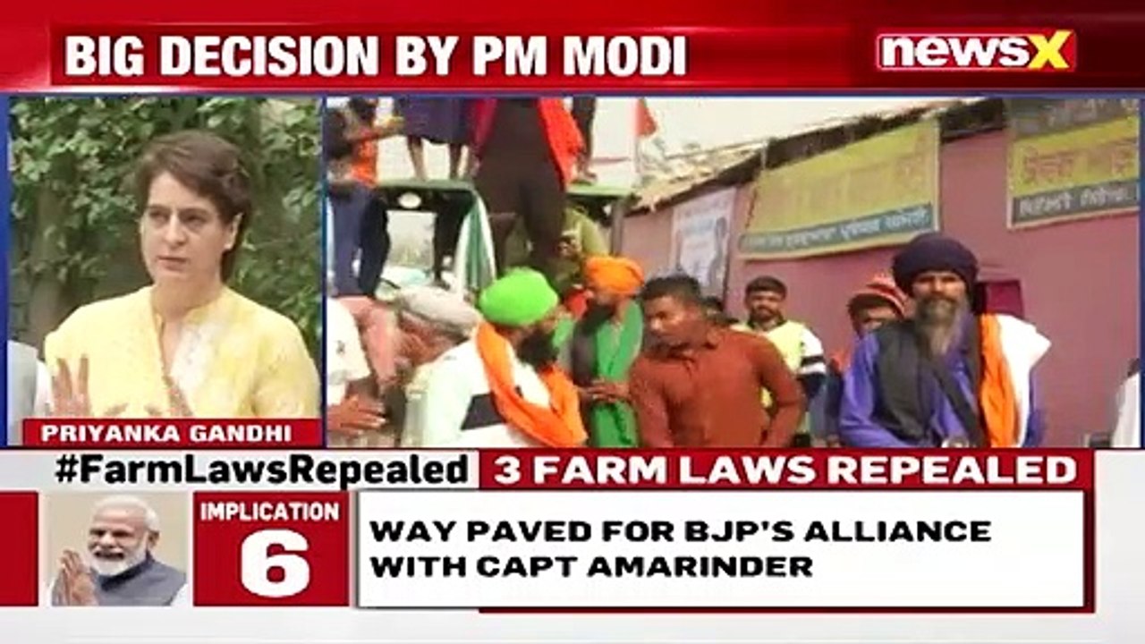 Priyanka Gandhi Reacts On PM's Big Decision Farm Laws Repealed NewsX