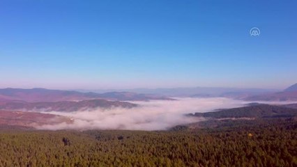KASTAMONU - "Kanyonlar şehri" Pınarbaşı'da sis manzarası drone ile görüntülendi