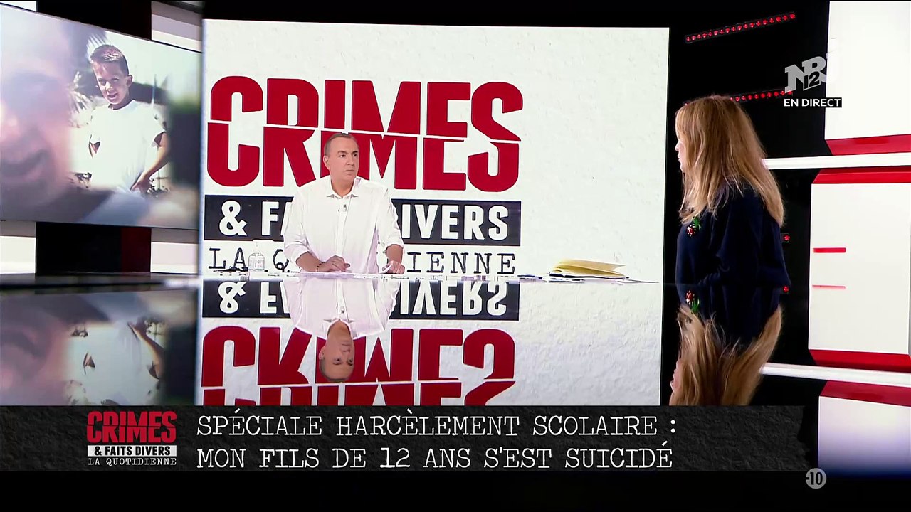 Revoir le témoignage bouleversant de Karine dont le fils s'est suicidé à 12 ans, victime de harcèlement scolaire,  en direct dans la quotidienne de "Crimes et Faits Divers"